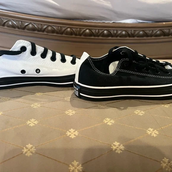 Converse Black and White Low-Top Canvas Sneakers - Picture 3 of 6
